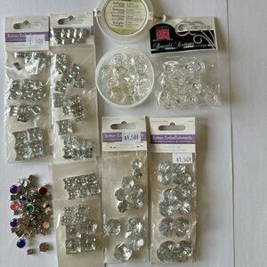 BUTTONS CLEAR FACETED RHINESTONES- Scrapbooking Embellishment Stampin Up Bazzill